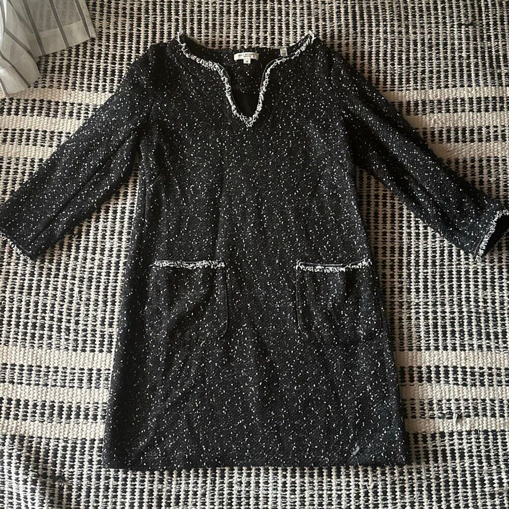 Max Studio London Size Small Black Tweed Shift Dress